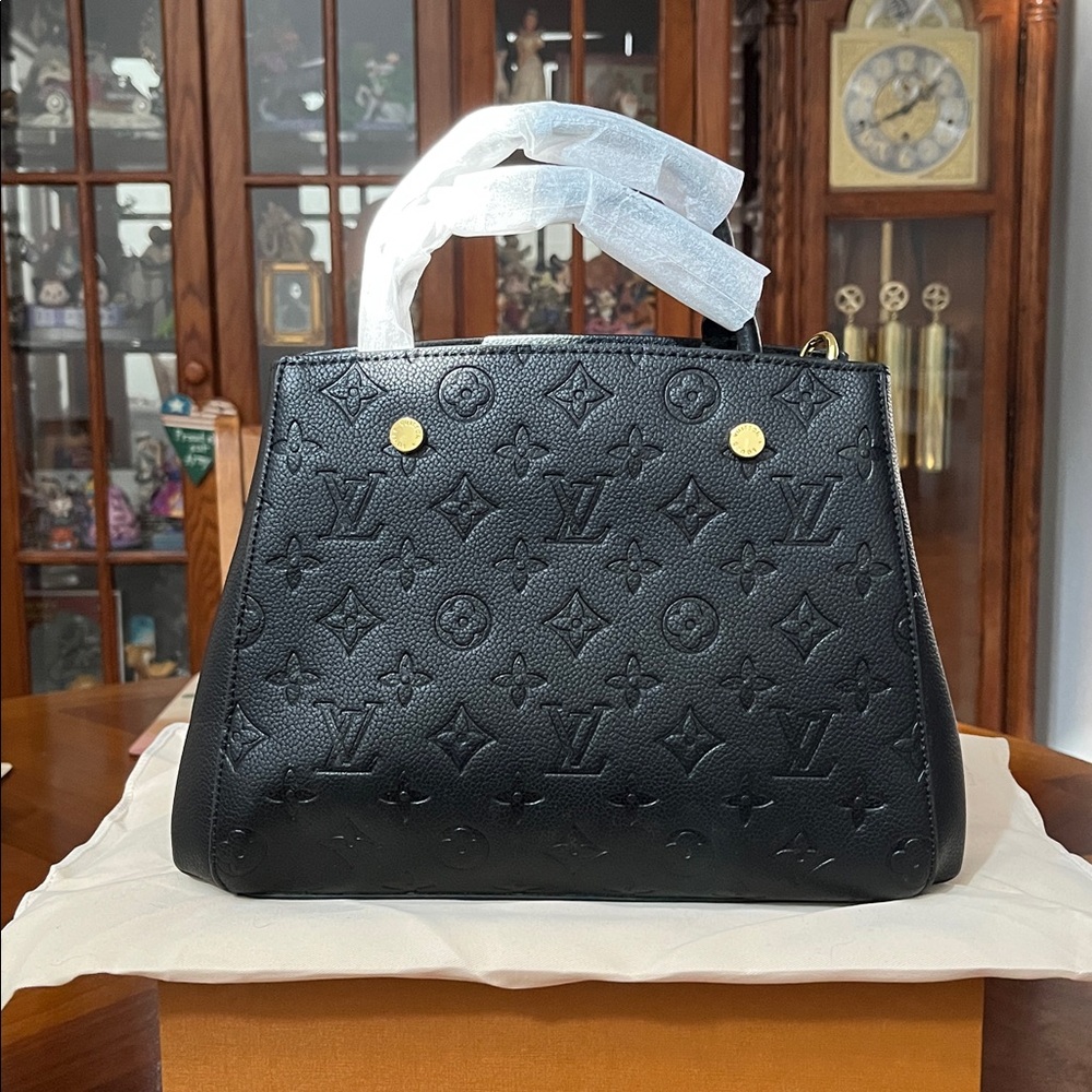 Source Unknown Black Embossed Crossbody Satchel H… - image 3